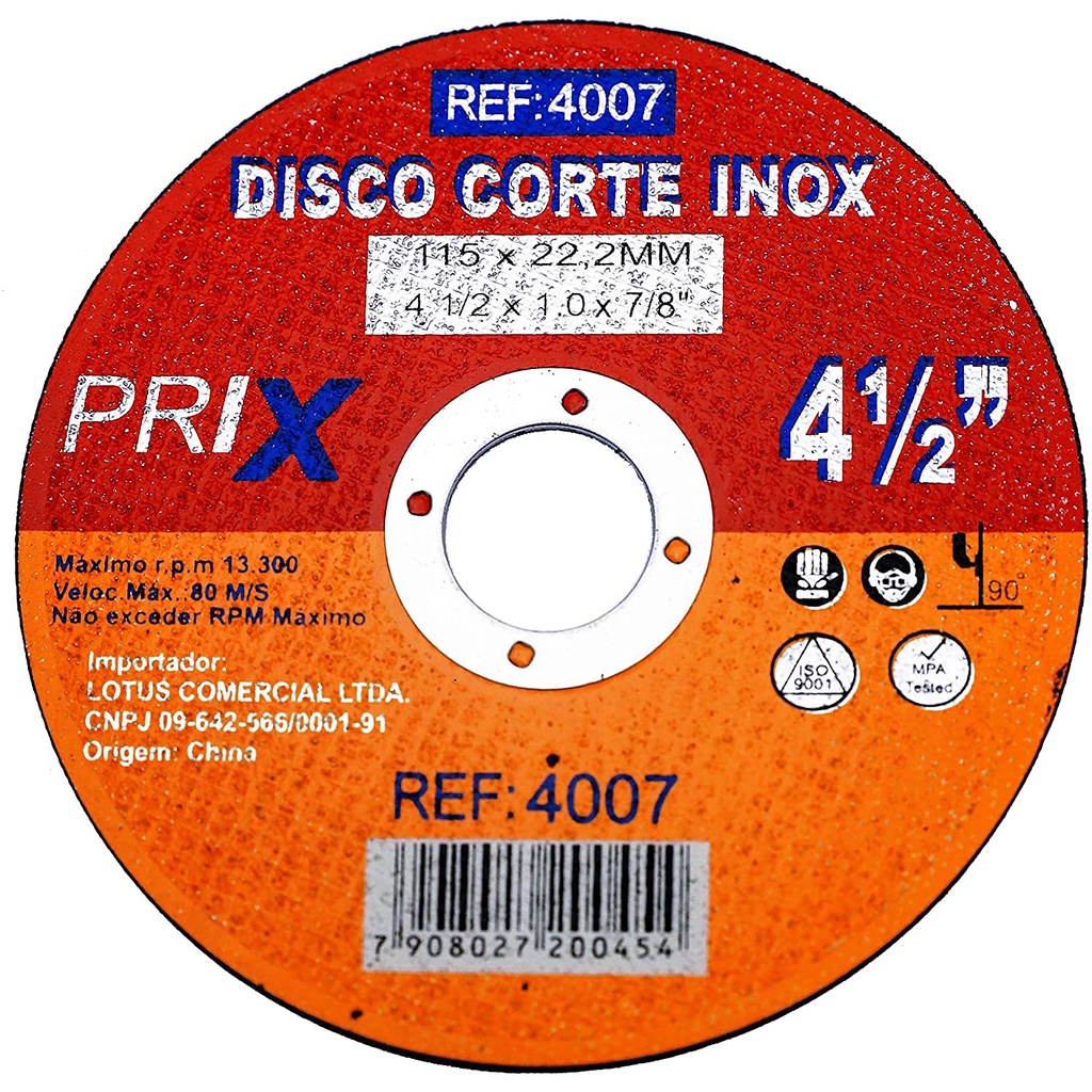 Disco Corte Fino Inox Aço e Ferro 4.1/2 X 1,0 Esmerilhadeira