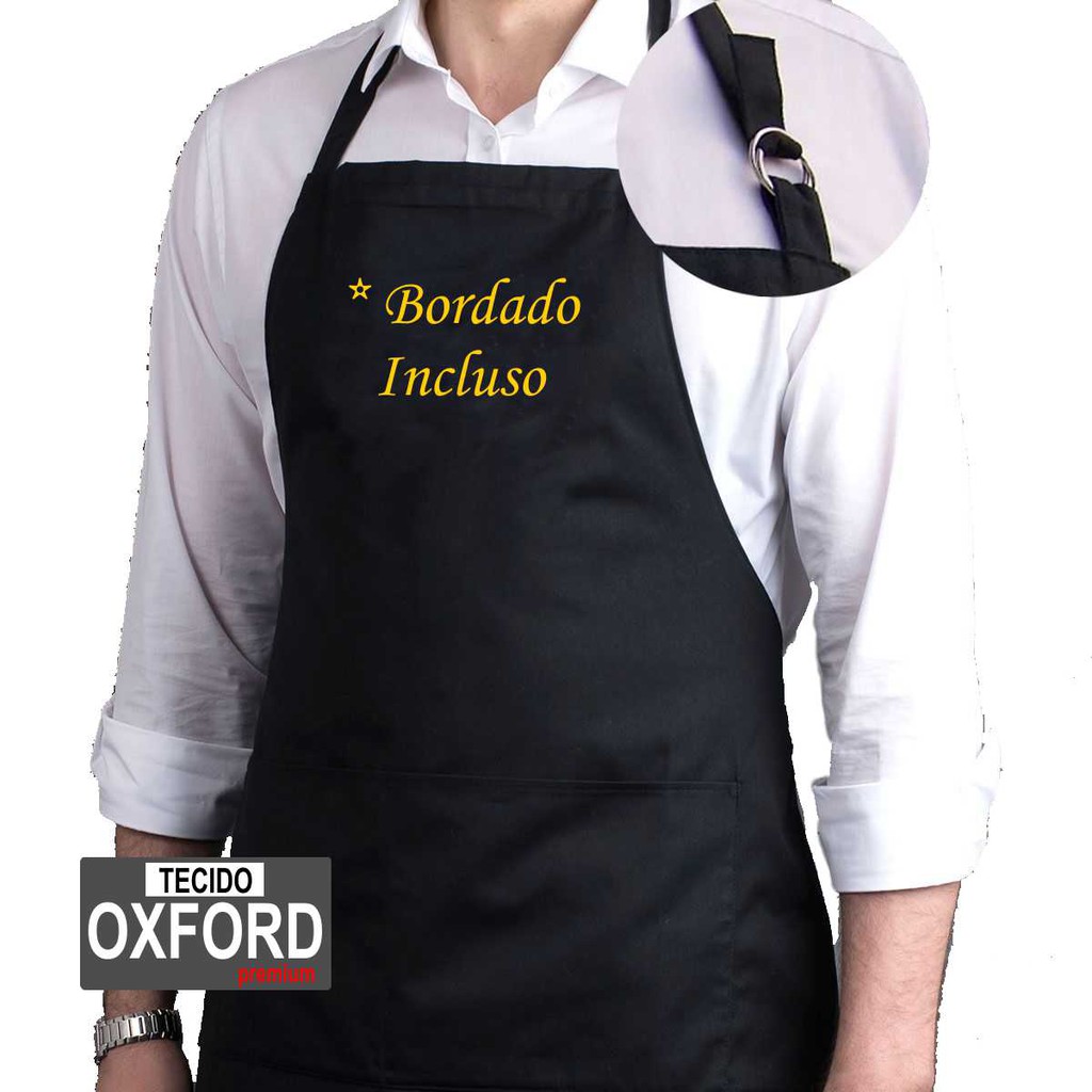 Kit 2 Avental Personalizado Oxford Regulável Altura Com Bolso Preto Branco Vermelho Marrom Chef Bar Restaurante | Shopee Brasil