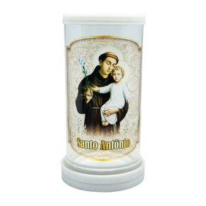 Porta Vela em Vidro e Mármore Santo Antonio 18cm