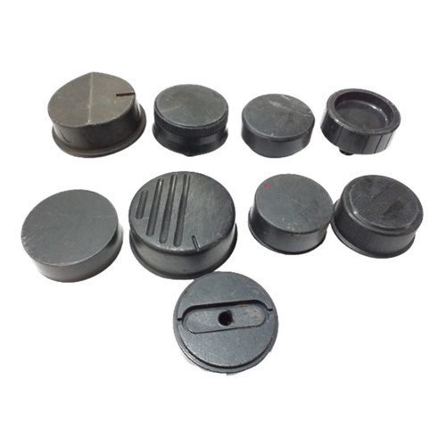 Kit 09 Knob Botão Rádio Antigo Variados - Preto