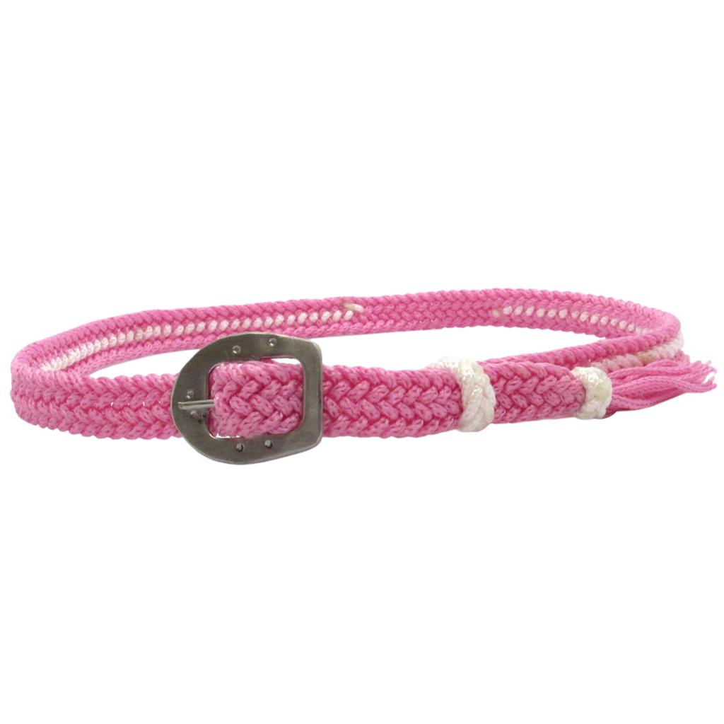 Bandinha de Cordinha para Chapéu Rosa e Branco Trancada Inox Regulável