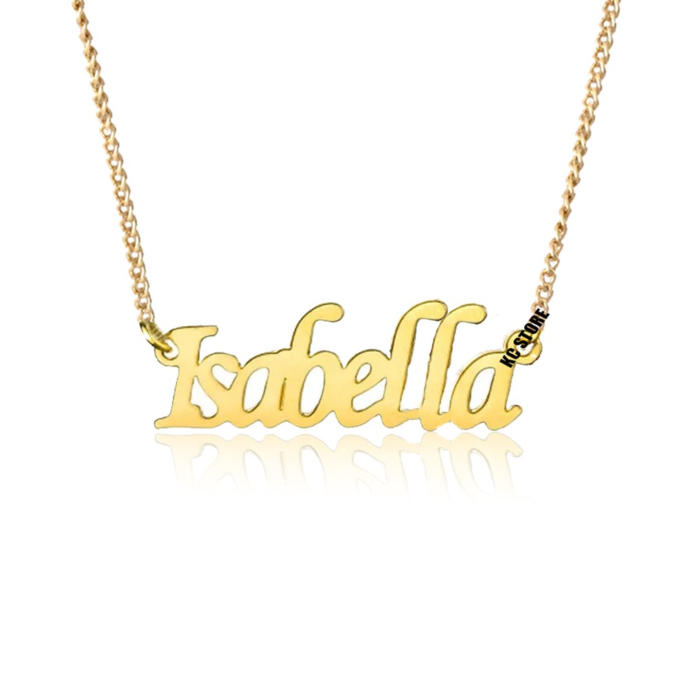 colar corrente feminino de nome Isabella  Personalizado folheado a ouro luxo muito lindo em Oferta na Shopee