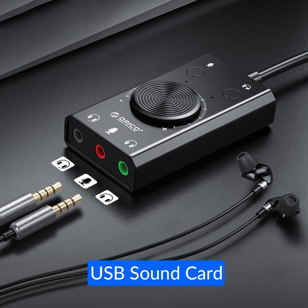 Orico Headset / Fone De Ouvido Portátil Usb Com Placa De Som Externa Com Volume De Saída De 3 Portas