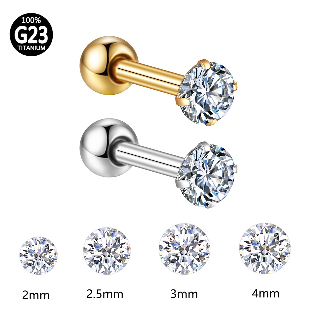 Piercing Microbell Zircônia Redonda Titânio/ Piercing Helix, Tragus Dourado, Conch, Nariz, Orelha,Boca-Medusa e Outros em Oferta na Shopee