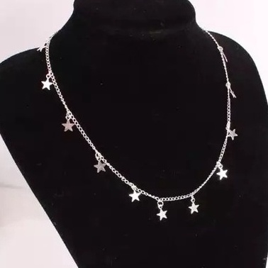 Colar Gargantilha Estrelas Prateado Delicado Pingentes I7719