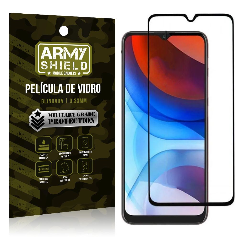 Película de Vidro Moto E7 Power Blindada para tela 6,5" Full Cover - Armyshield