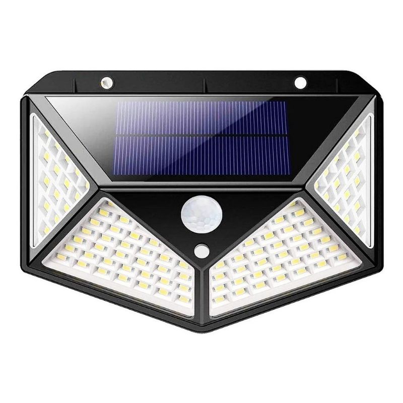 Luminária Parede Energia Solar 100 Leds Com Sensor Presença Movimento Sem Fio à Prova D' Água Chuva Externa lâmpada