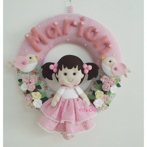 Guirlanda Enfeite De Porta  Boneca Jardim decoração