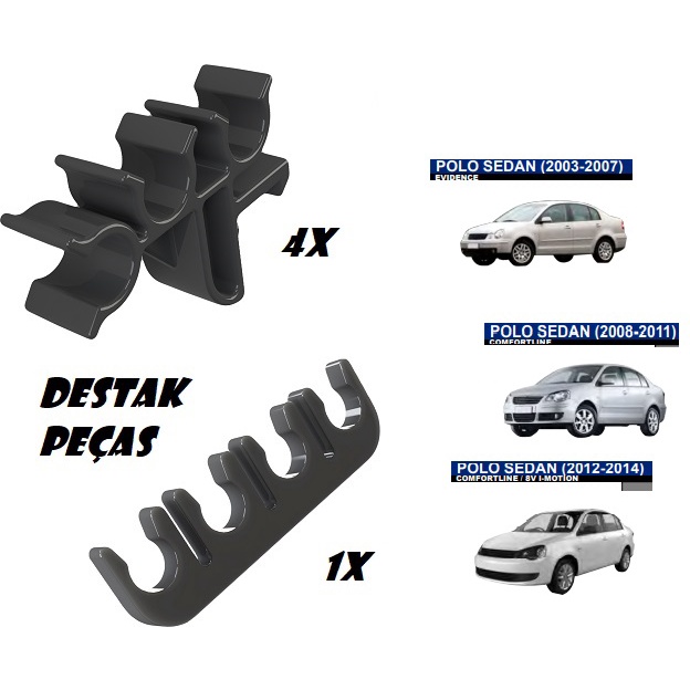 Kit dos Grampos de Fixação do Suporte dos Cabos de vela  Volkswagem  Polo 2008 até 2011 Polo  Sedan