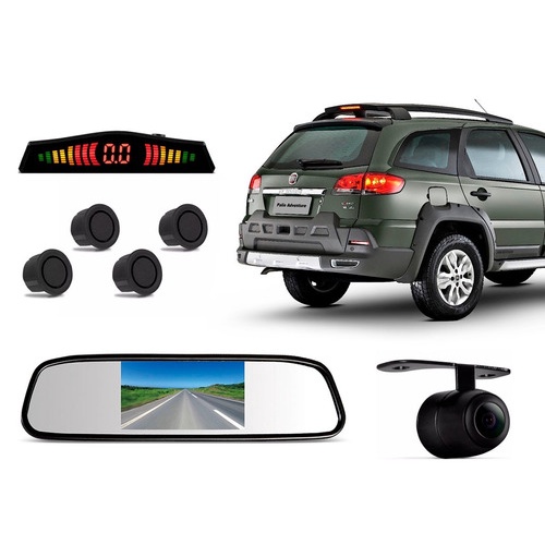 Kit Estacionamento Sensor Retrovisor Câmera Palio Weekend