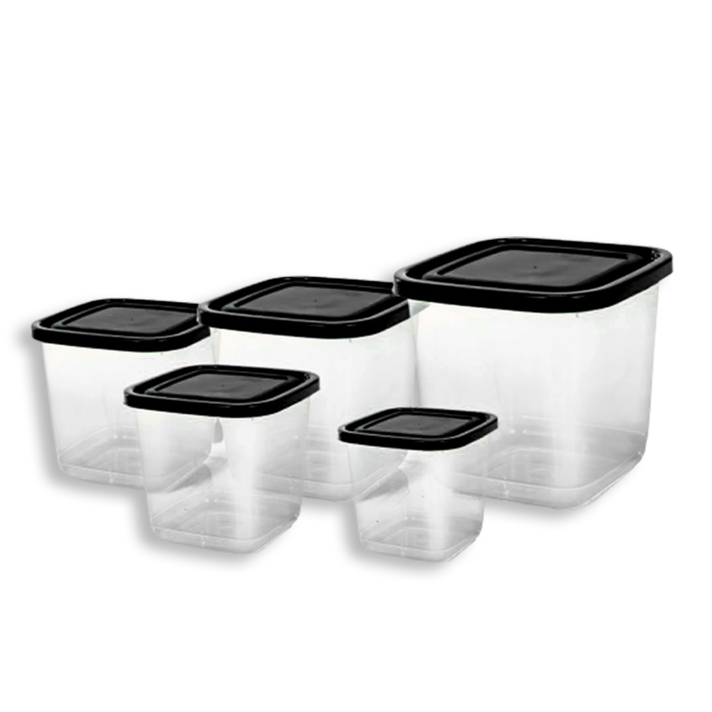 Conjunto de Pote Porta Alimento Kit Mantimento Jogo Com 5 Peças- Transparente