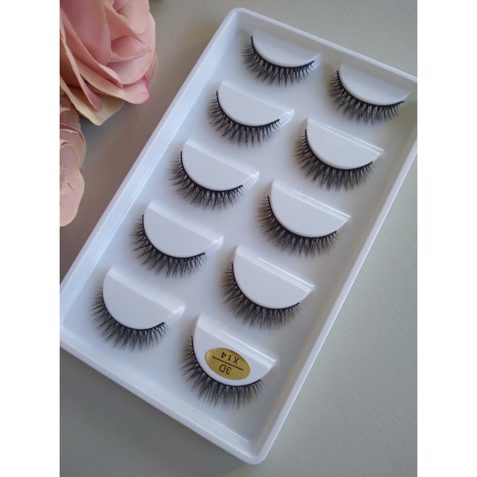 Cartela 5 Pares de Cílios Postiços 3D X14 em Oferta na Shopee