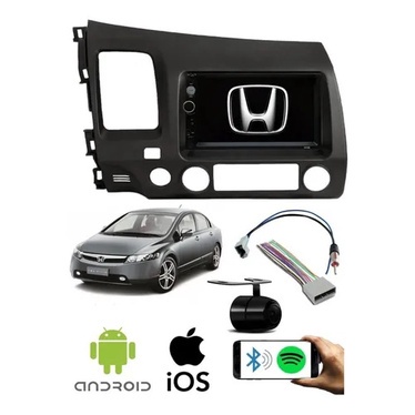 Central Multimidia Mp5 2 Din Honda Civic 2006 Até 2011 Bluetooth Usb Espelhamento + Camera