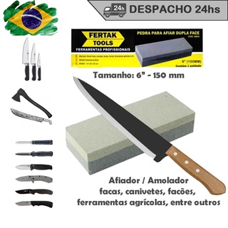 Pedra De Amolar Faca Dupla Face Retangular 6" - Fertak