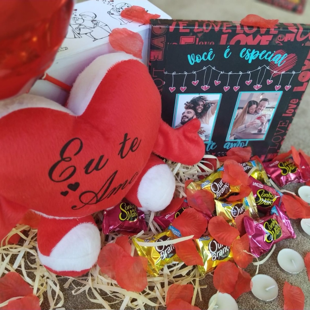 Cesta de presente namorado e namorada caixa com foto C01-B | Shopee Brasil