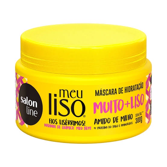 Máscara de tratamento salon line meu liso muito mais liso amido de amilho 300g creme para tratamento cabelo liso