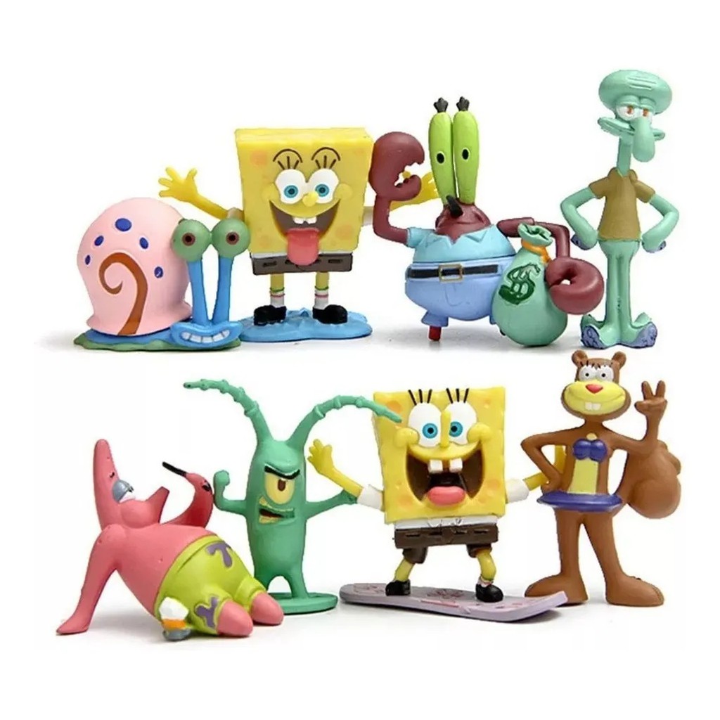 Kit C/08 Personagens Bob Esponja | Shopee Brasil