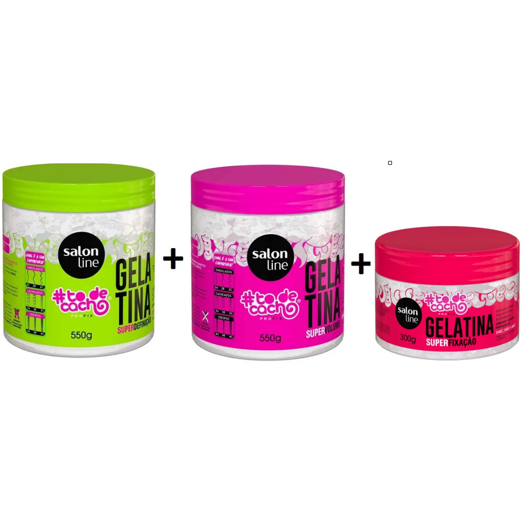 Kit Gelatina Todecacho Super Definicao Salon Line 550g Gelatina Todecacho Super Volume Salon Line 550g Gelatina Super Fixacao Todecacho Profix Salon Line 300g Shopee Brasil