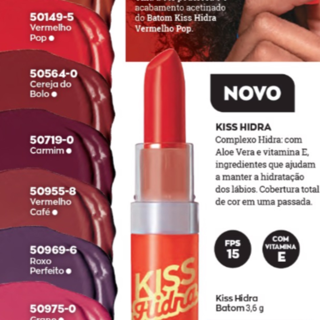 BATOM HIDRATANTE COLOR TREND KISS HIDRA AVON - FPS 15 E VITAMINA E ...