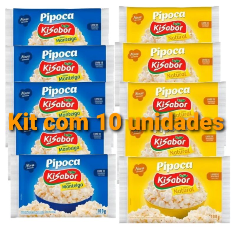 Pipoca micro-ondas kisabor 180g Kit com 10 unidades | Shopee Brasil