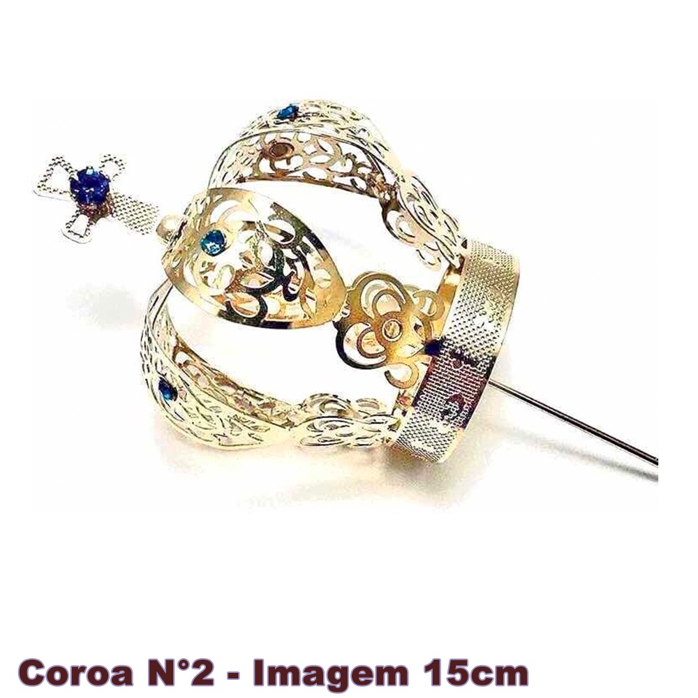 Kit 5 Coroas Nossa Senhora Aparecida Para Imagens 15cm - de Metal c/ Strass n2