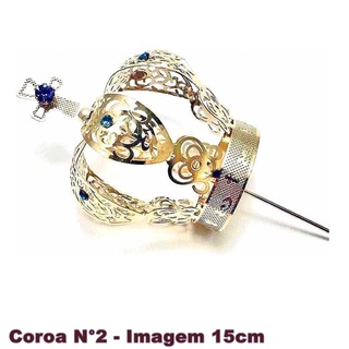 Kit 5 Coroas Nossa Senhora Aparecida Para Imagens 15cm - de Metal c/ Strass n2