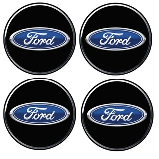 Jogo 4 Peças Emblemas Botons Adesivos Resinados Carro Rodas Calotas 48mm Ford Logo Ecosport Ka Fiesta Focus New Fiesta Escort