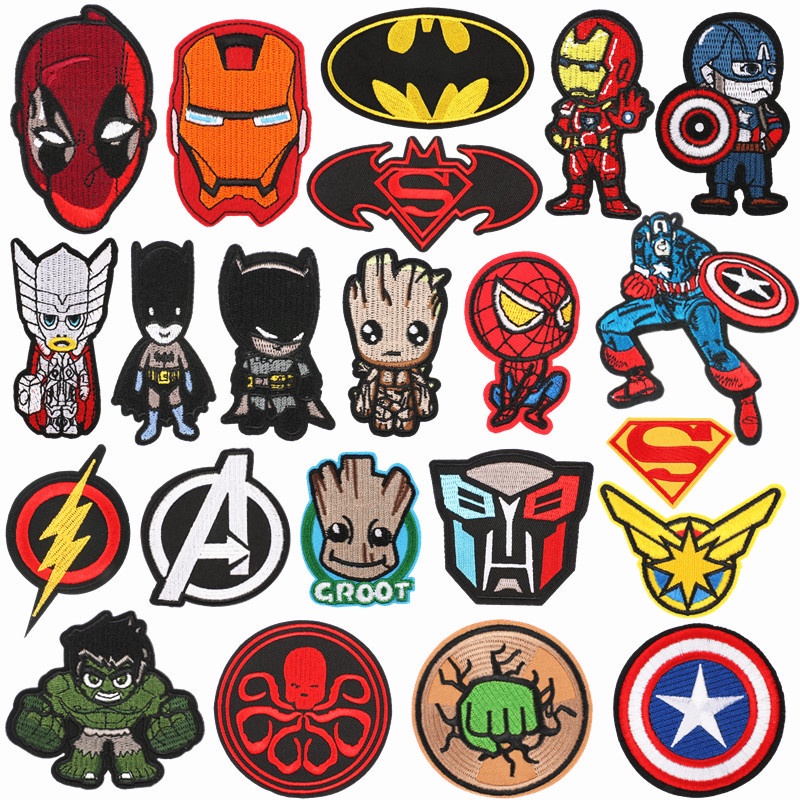 Série Marvel Hero Patch Bordado Superman/Spiderman/Capitão América Remendo De Pano Para A Roupa Decoração
