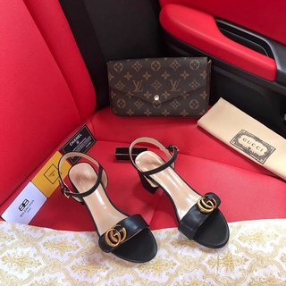 2023 Sandália Gucci Confortável Feminina 7cm Sapatos De Calcanhar Com Cavalo & -