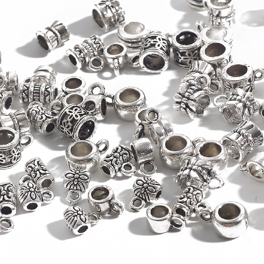 20 Peças Anéis De Prata Vintage Encaixam Pulseiras Pandora Encantam De Bricolage Para Fabricação De Joias De Metal