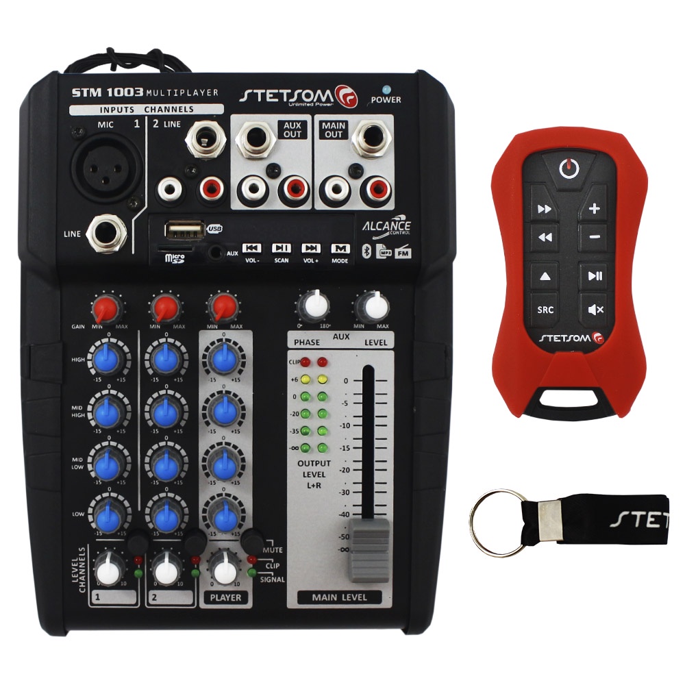 Mesa Som Automotivo Stetsom STM-1003 Multiplayer 3 Canais Bluetooth Usb Sd Fm Aux Microfone Controle Longa Distância