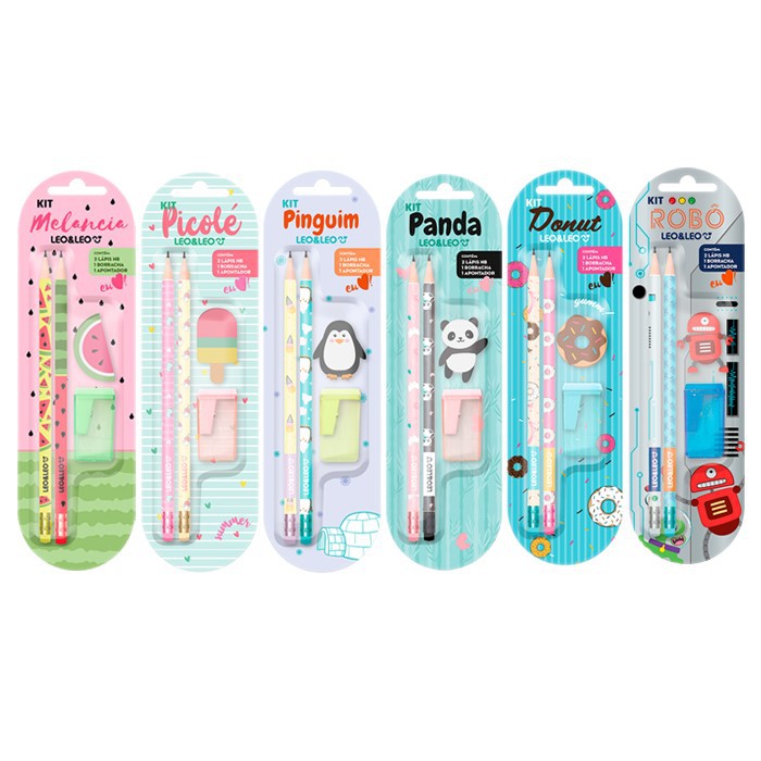 Kit Lápis HB Personagens 2 Lápis com Borracha e Apontador  - Leonora / WX Gift em Oferta na Shopee