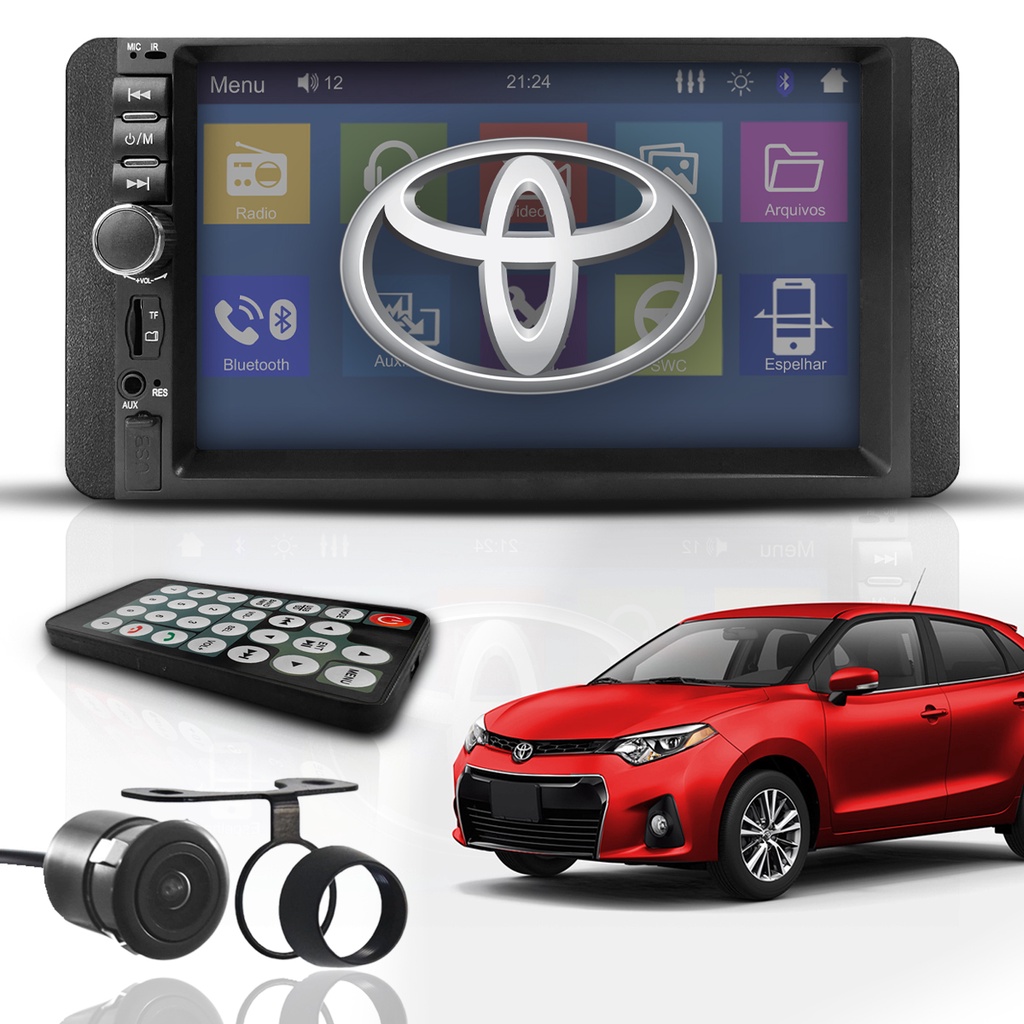 Kit Central Multimídia Mp5 2 Din Bluetooth Espelhamento Dvd Toyota Etios