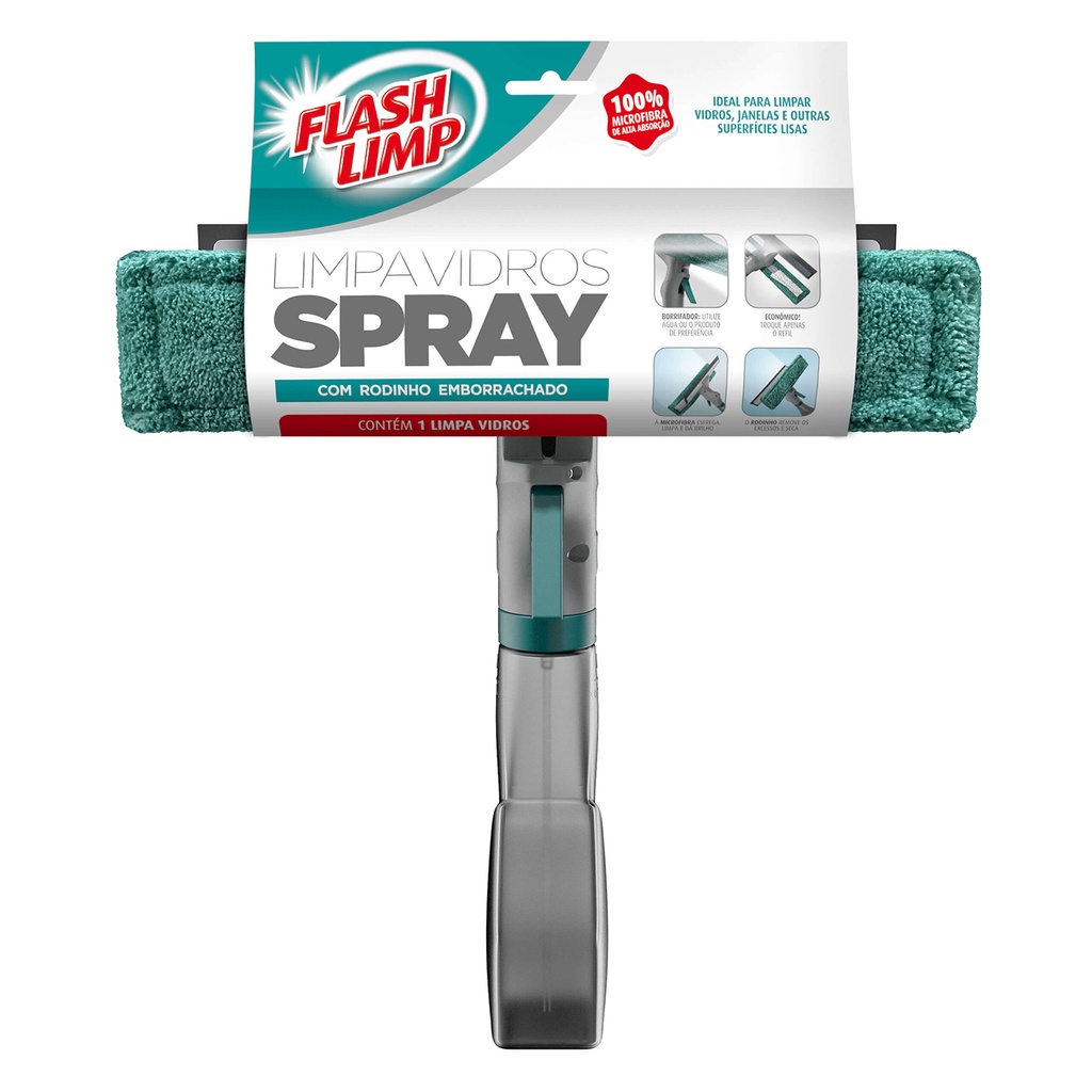 Limpador De Vidro Spray Com Rodinho De Limpar Janela Flash Limp