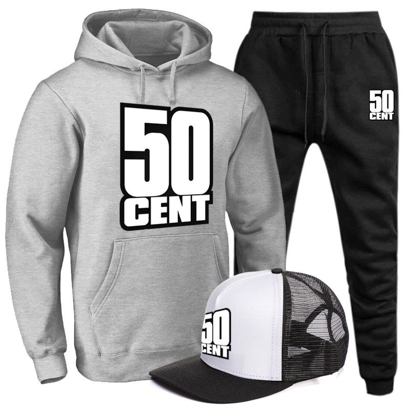 Kit Blusa de frio 50cent + Calça + Bone Moletom masculino