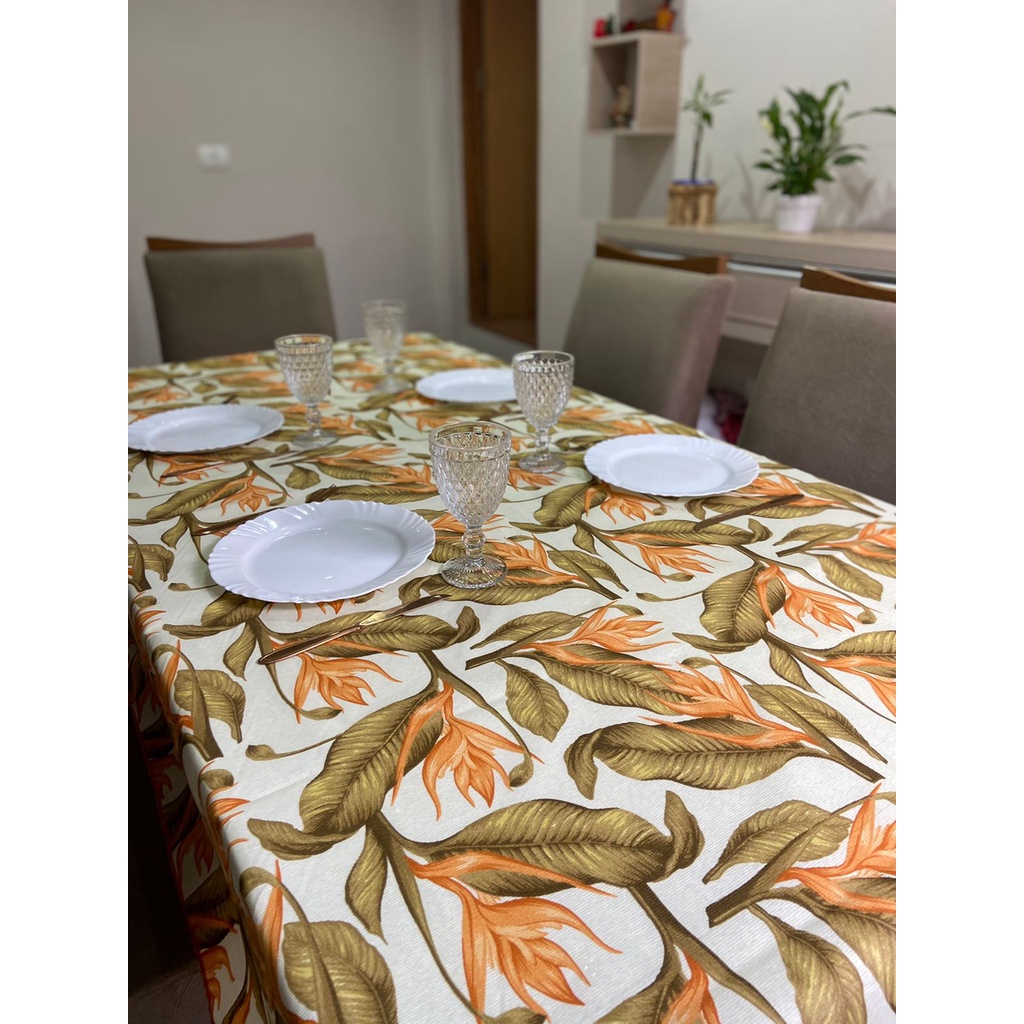 Toalha de Mesa 6 Lugares Luxo Retangular 2,20m X 1,50m Estampada ...