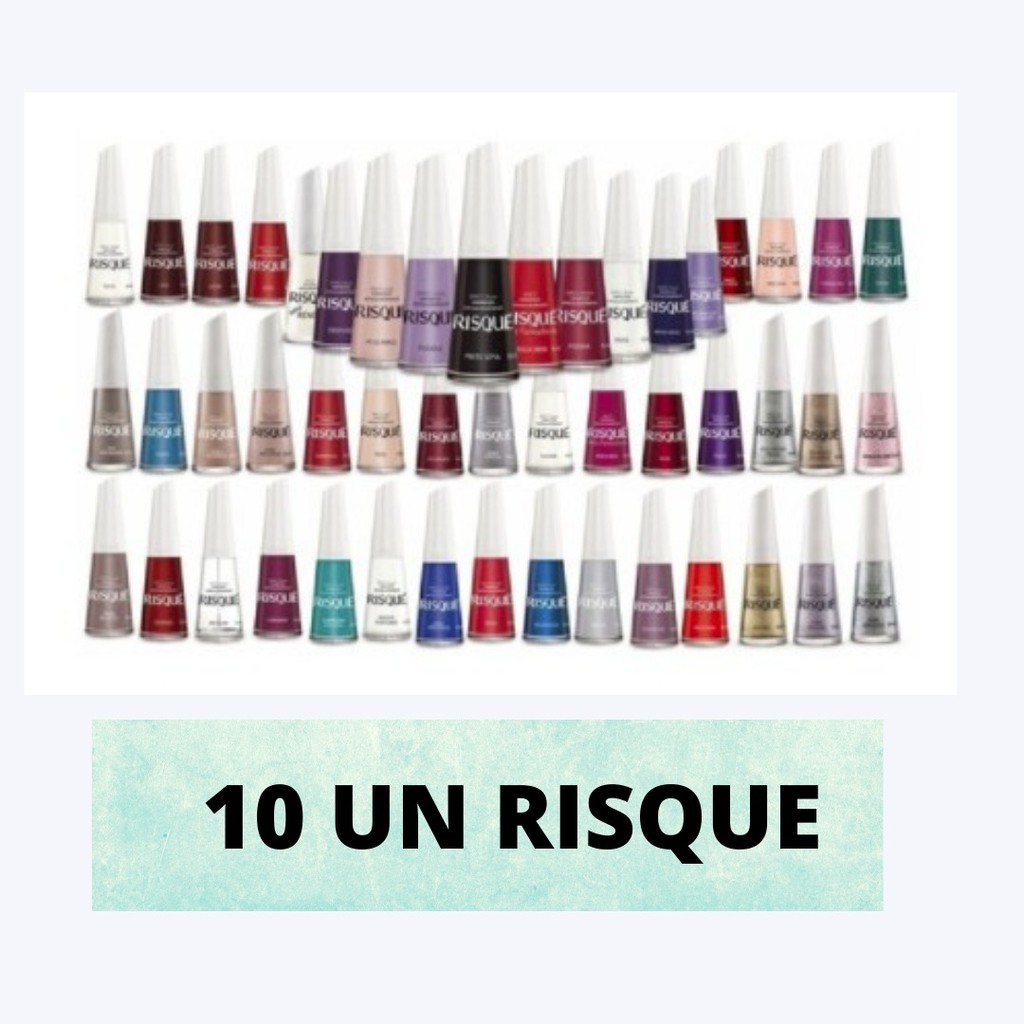 Kit 10 Esmaltes Risqué Atacado - MENOR PREÇO - CORES SORTIDAS AS MAIS VENDIDAS
