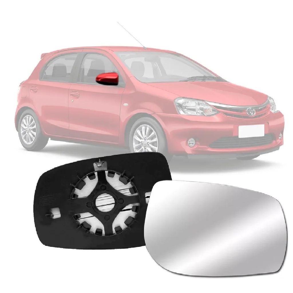 Lente Espelho Retrovisor C/ Base Etios 08 10 11 12 Até 2013