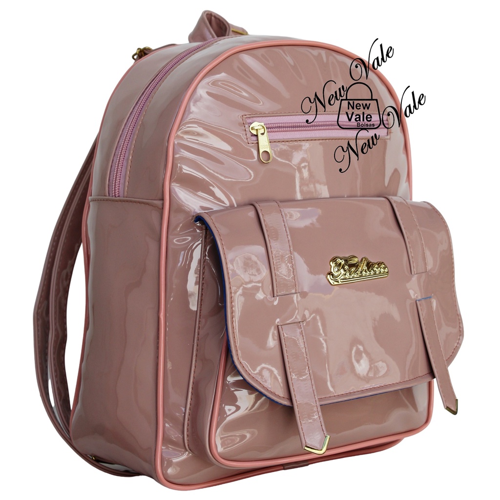 Mochila Feminina em Verniz Bolsa Mochilinha Lançamento New Vale
