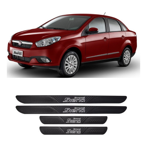 Soleira Porta  Fiat Grand Siena Todos 4 Peças BLACK OUT