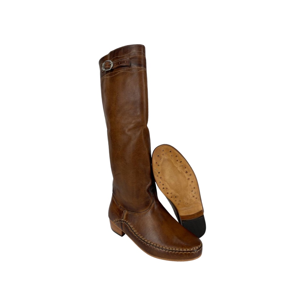 Bota Gaúcha Campeira Masculina Angoneze Original Marrom 100% Couro Bovino Solado de Couro Ideal para Festas Gaúchas