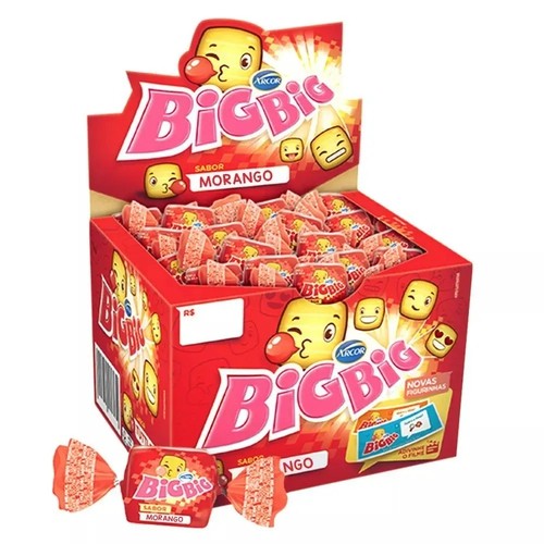Chiclete Goma De Mascar Big Big Morango 350g C/100 Arcor