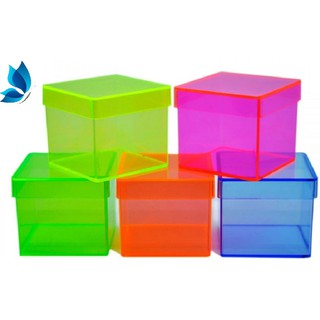 10 Caixinha Neon Lembrancinha Decoração de Mesa Porta Doces Acrílico
