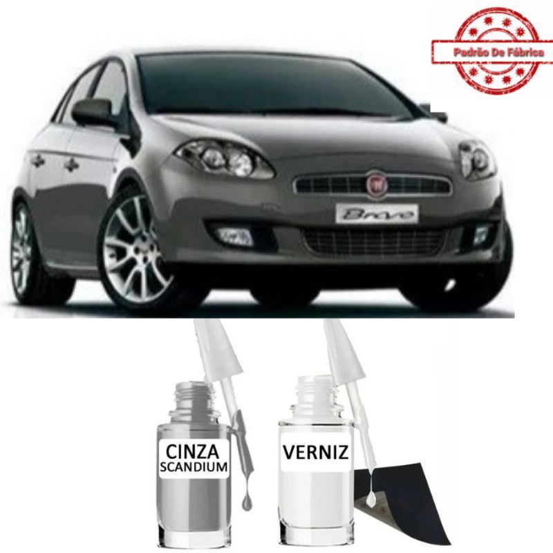Tinta Tira Risco Automotiva Fiat Bravo Cor Cinza Scandium