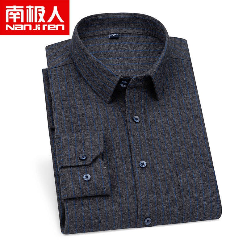 Camisa Listrada Baju Tebal Antartika Lelaki Kemeja Lengan Panjang Musim Sejuk Musim Sejuk Dan Camisola Wol Perniagaan Shopee Brasil