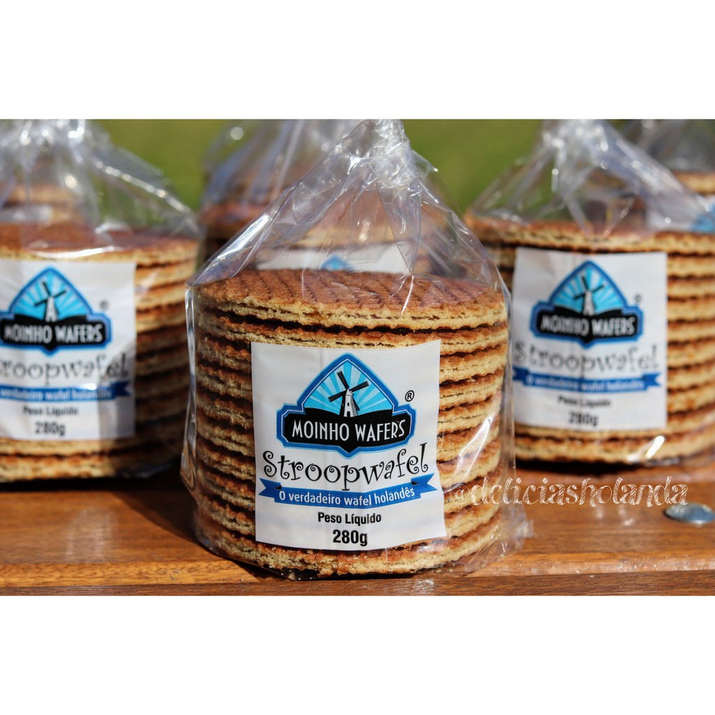 Kit 4 pacotes de Stroopwafel Moinho Wafers - 40 unidades de biscoito holandês - cada pacote contém 280 gramas