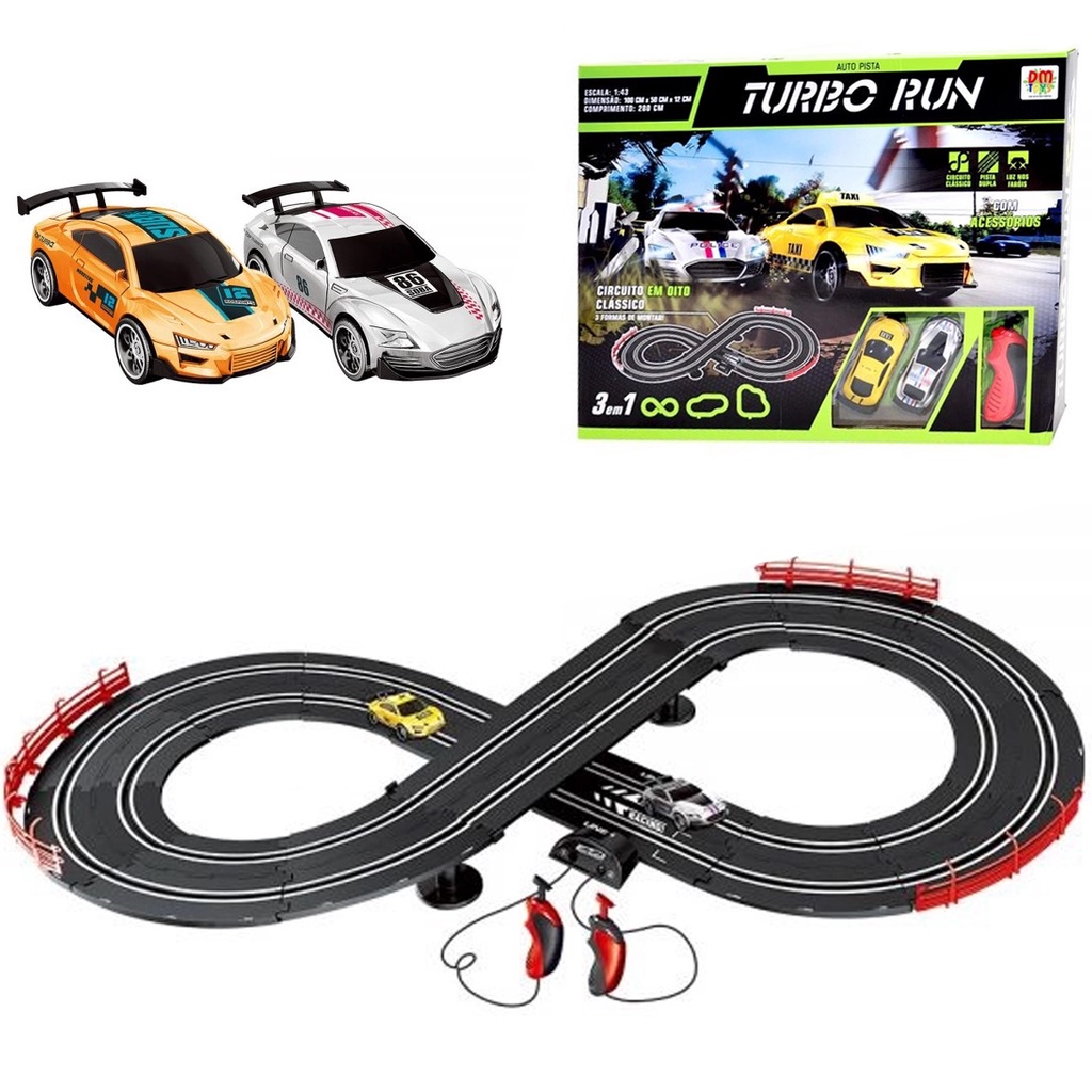Pista Autorama Grande 2,8mt 3 em 1 C/ 2 Carrinho   Controles em Oferta na Shopee