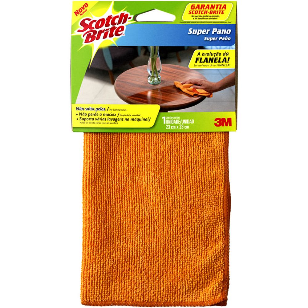 Super Pano Flanela Scotch Brite para Limpeza 3M Super Absorvente Laranja - Home & Living