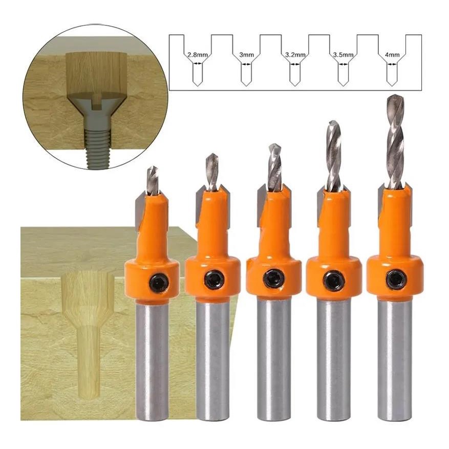 Kit 5 Brocas Escariadora 8mm Para Madeiras Acabamento Fino