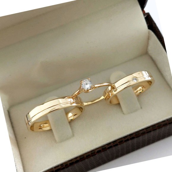 Par Alianças de Moedas Antiga Reta 5MM Friso e Pedra + Anel em Oferta na Shopee